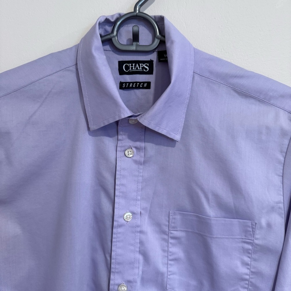Chaps 16 Boys Solid Lavender Dress Shirt Button Up Church - Picture 2 of 6